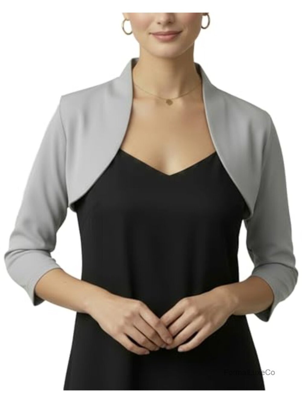 Women's 3/4 Sleeve Tailored Bolero Shrug Cropped Formal Cover-Up